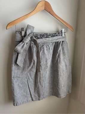 J Crew Paper Bag Striped Paperbag Waist Tie Skirt — Gray/White
